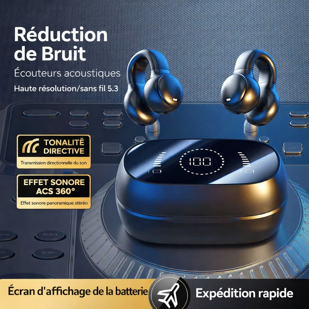 M47 – Écouteurs Sans Fil 9D HiFi avec Écran Digital LED